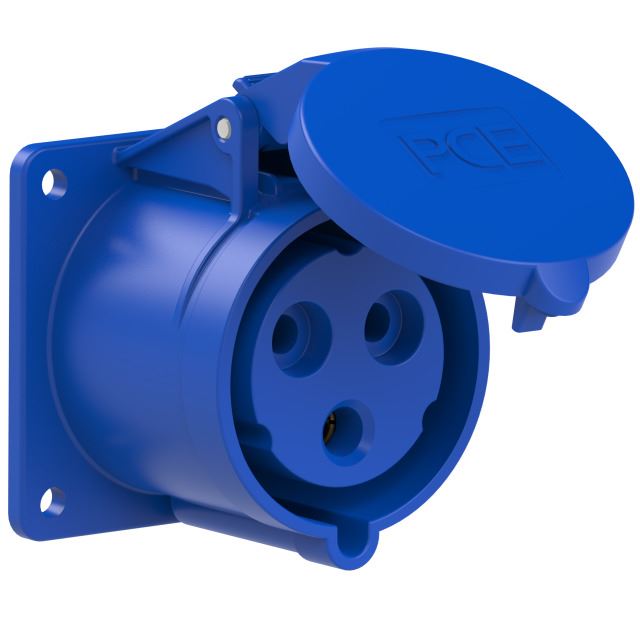 PCE CEE-flanged Socket 3x32A(2P PE) 9h IP67 92x100 Sloping Red 4232-9