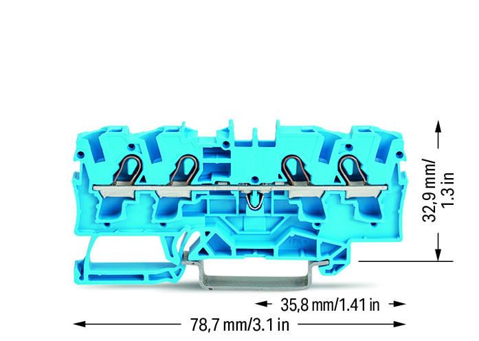 LEVER TERMINAL BLOCK, 4 POLE, 4MM, BLUE, 2004-1404 - LAPP Australia
