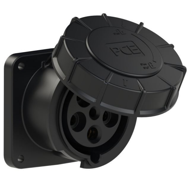Picture of Midnight Black CEE Flanged Socket Straight 63A 5p IP67